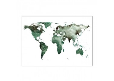 Affiche Carte du monde en aquarelle verte 50x70cm - Leo la douce