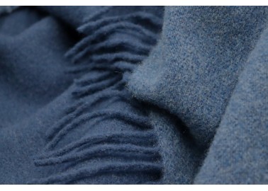 Plaid en laine et cachemire bleu et bleu marine - Textile - Biederlack