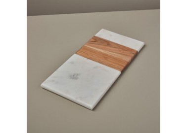Planche rectangulaire en marbre blanc et bois - Fromage - Be Home