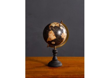 Globe terrestre noir effet vintage - Chehoma