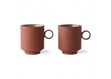Set de 2 mugs terracotta en céramique - Anses - HK Living