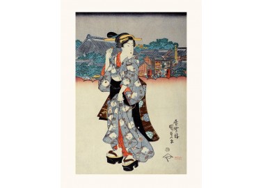 Affiche KUNISADA Femme au kimono gris - Salam Editions