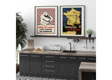 Affiche Les vignobles de France - Cuisine - Salam Editions