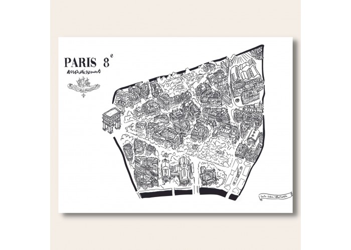 Affiche 8ème arrondissement Paris 30x40 - Emilie Ettori