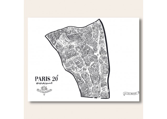 Affiche 20ème arrondissement Paris 30x40 - Emilie Ettori