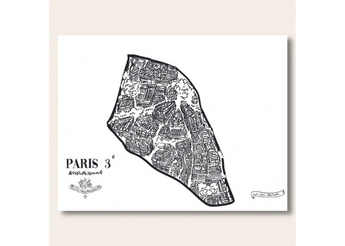 Affiche 3ème arrondissement Paris 30x40 - Emilie Ettori
