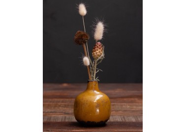 Petit vase céramique moutarde - Fleurs - Chehoma