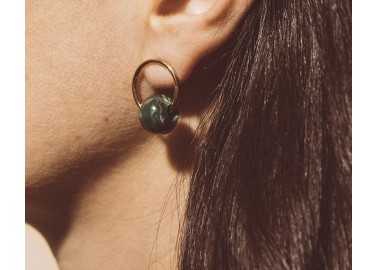Boucles d'oreilles Perles vertes - Résine - Chic Alors