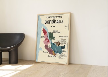 Affiche Carte des Vins de Bordeaux - Encadrement - Atelier Vauvenargues