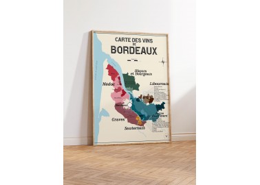 Affiche Carte des Vins de Bordeaux - Cadre - Atelier Vauvenargues