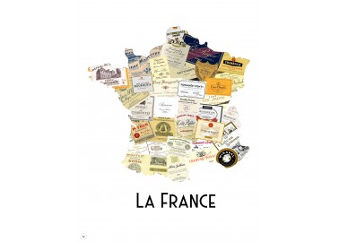Affiche Carte des Vins français - Atelier Vauvenargues