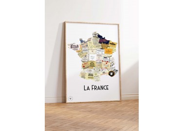 Affiche Carte des Vins français - Cadre - Atelier Vauvenargues