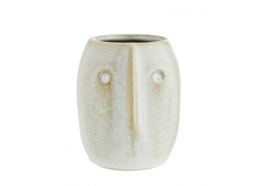 Petit vase blanc en céramique avec visage - Madam Stoltz