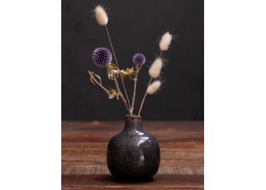Petit vase céramique gris noir - Fleurs séchées - Chehoma