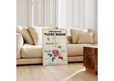 Affiche Carte des vins de la Vallée du Rhône - Salon - Atelier Vauvenargues