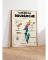 Affiche Carte des vins de Bourgogne - Atelier Vauvenargues