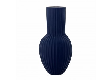 Vase bleu ligné en grès - Bloomingville