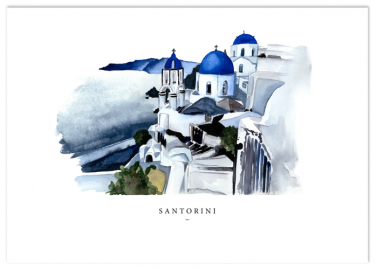 Affiche Santorin A4 - Leo la douce
