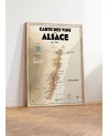 Affiche Carte des vins d'Alsace - Cadre chêne - Atelier Vauvenargues