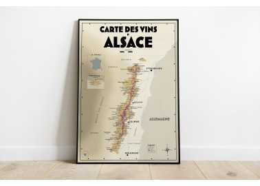 Affiche Carte des vins d'Alsace - Cadre noir - Atelier Vauvenargues