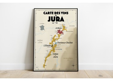 Affiche Carte des vins du Jura - Cadre noir - Atelier Vauvenargues