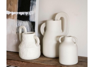 Vase en céramique blanc L - Amphores - Andrea House