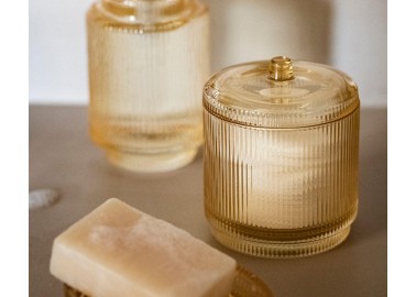 Pot à coton en verre jaune - Toilette - Andrea House