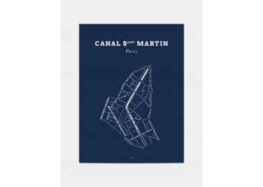 Affiche Canal St Martin - Bleu nuit - Zébu Design