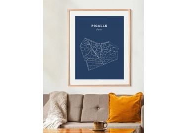 Affiche Pigalle - Bleu nuit - Cadre - Zébu Design