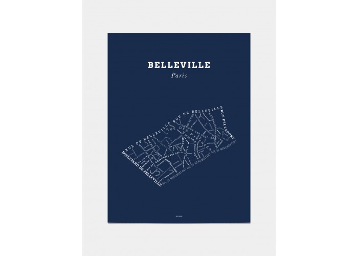 Affiche Belleville - Bleu nuit - Zébu Design