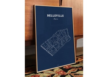 Affiche Belleville - Bleu nuit - Cadre - Zébu Design