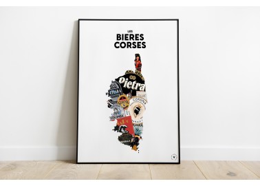 Affiche Carte des bières corses - Cadre noir - Atelier Vauvenargues