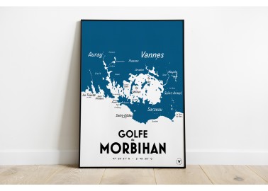 Affiche Carte du Golfe du Morbihan - Mur - Atelier Vauvenargues