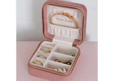 Boîte à  bijoux en velours Corinne - Rose - Intérieur - Maison Scarlett