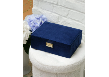 Boîte à  bijoux en velours Louise - Bleu marine - Maison Scarlett
