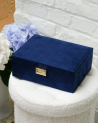 Boîte à  bijoux en velours Louise - Bleu marine - Maison Scarlett