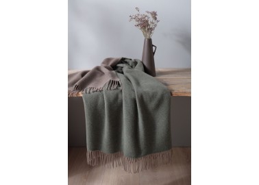 Plaid en laine et cachemire Vert & brun - Déco - Biederlack