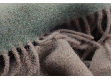 Plaid en laine et cachemire Vert & brun - Textile - Biederlack