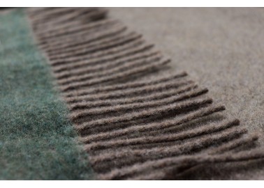 Plaid en laine et cachemire Vert & brun - Franges - Biederlack