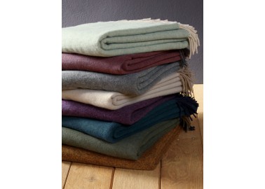 Plaid en laine et cachemire Vert & brun - Collection - Biederlack