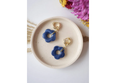 Boucles d'oreilles Ana - Bleu marine - Azeria Bijoux