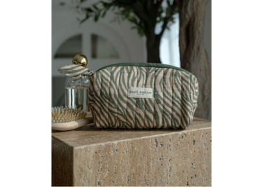 Trousse medium Zebra Khaki - Parfum - Bindi Atelier