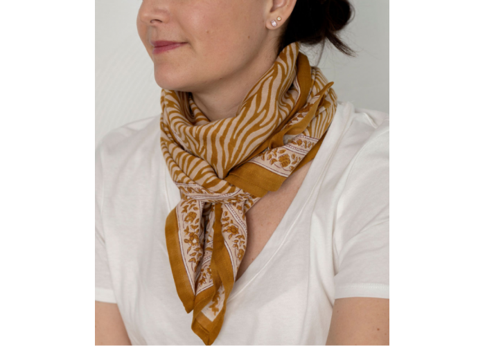 Grand foulard Zebra Havane - Coton - Bindi Atelier