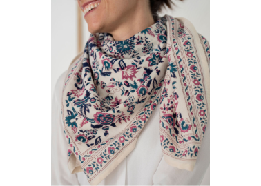 Grand foulard Goa Myrtille - Coton - Bindi Atelier