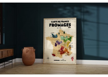 Affiche Carte de la France des fromages AOP - Cadre - Atelier Vauvenargues