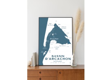 Affiche Carte du Bassin d'Arcachon - Atelier Vauvenargues
