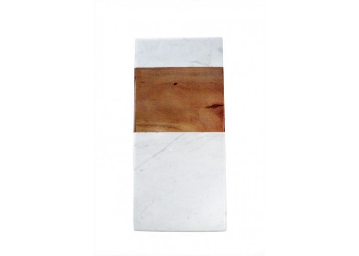 Planche rectangulaire en marbre blanc et bois - Be Home